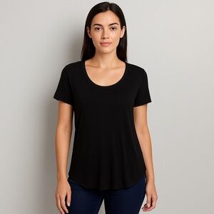 Elegant Black Short Sleeve Women's Tee